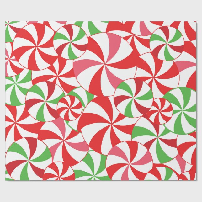 Christmas Green and Red Candy Cane Gift Wrap paper (Flat)