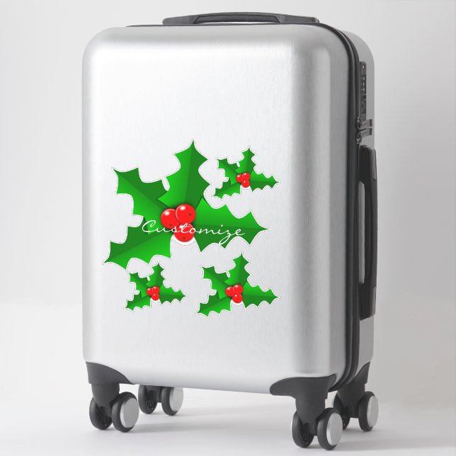 Christmas Green and red holly Thunder_Cove  (Suitcase)