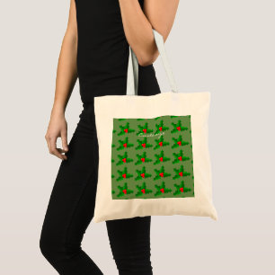 Christmas Green and red holly Thunder_Cove Tote Bag