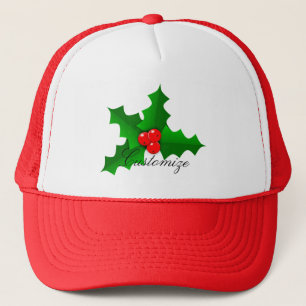 Christmas Green and red holly Thunder_Cove Trucker Hat