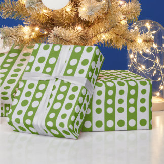 Christmas Green and White Polka Dots Wrapping Paper