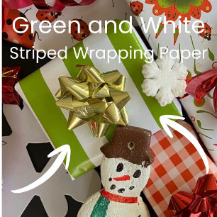 Christmas Green and White Striped Wrapping Paper