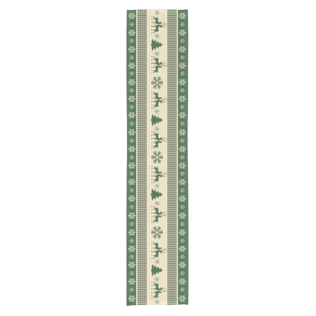 Christmas green and white table runner 14" x 72" (Front)
