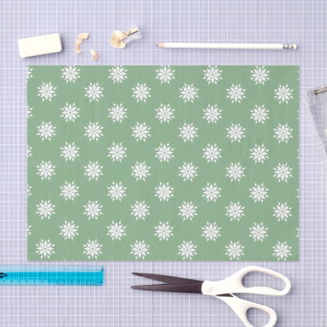 Christmas green and white with snowflakes tissue paper (Craft)
