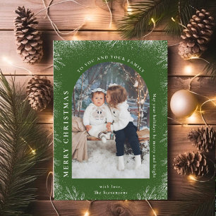 Christmas Green Arch & Snow Photo Holiday Postcard