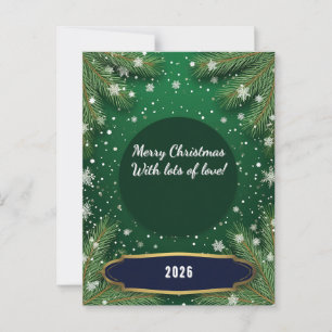 Christmas Green Background With Pine Branches Postcard