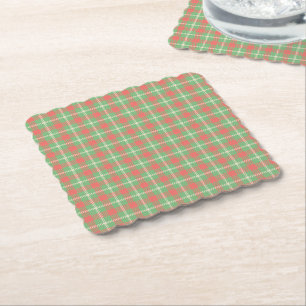 Christmas green-based Plaid Paper Plate Coaster