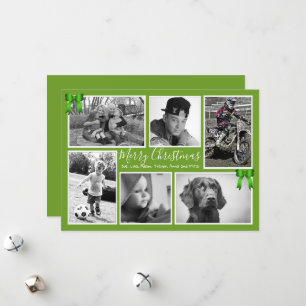 Christmas Green Big Family Photo Collage Cards