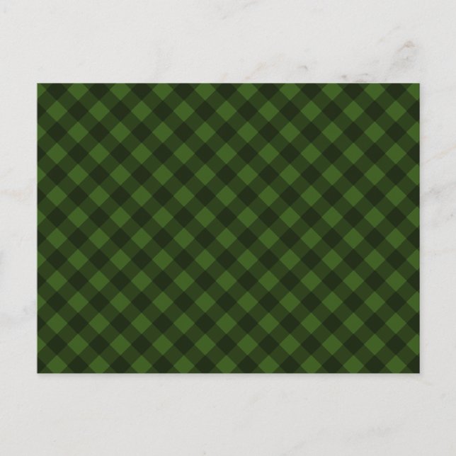 Christmas Green & Black Buffalo Plaid  Holiday Postcard (Front)