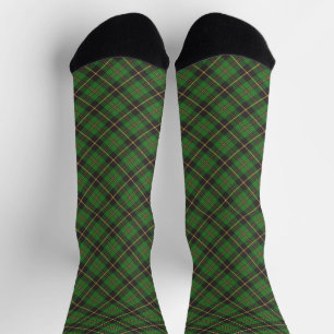 Christmas green black gold plaid pattern classic socks