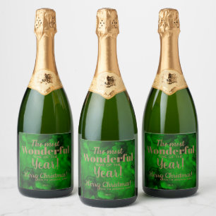 Christmas Green-Black Watercolor Sparkling Wine La Sparkling Wine Label