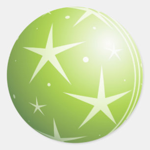 Christmas Green Bubble Stars & Sparkles Classic Round Sticker