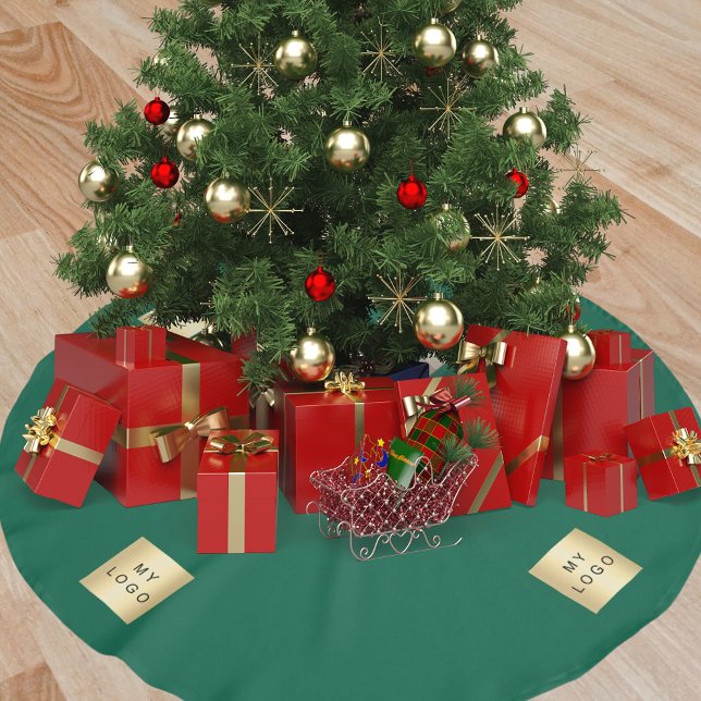 Christmas green business logo brushed polyester tree skirt (Creator Uploaded)