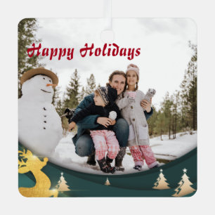 Christmas Green Custom Family Photo 2-sided Metal Tree Decoration