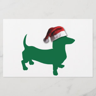 Christmas Green Dachshund Stationery