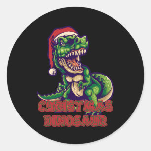 Christmas Green Dinosaur   Dinosaur Design Classic Round Sticker