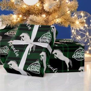 Christmas green Equestrian Horse Personalized   Wrapping Paper