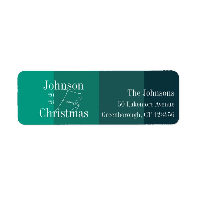 Christmas Green Family Return Address Label (Front)
