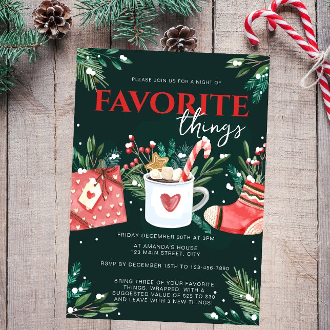 Christmas Green Festive Favourite Things Party Invitation (Creator Uploaded)