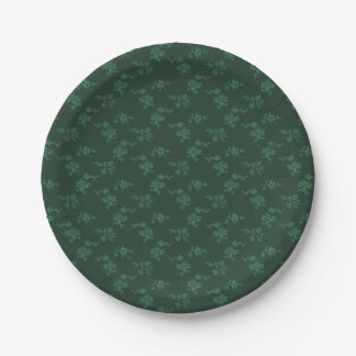 Christmas Green Floral Paper Plate