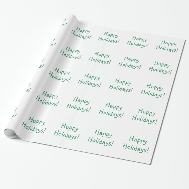 Christmas Green Font Happy Holidays Wishes Wrapping Paper (Unrolled)