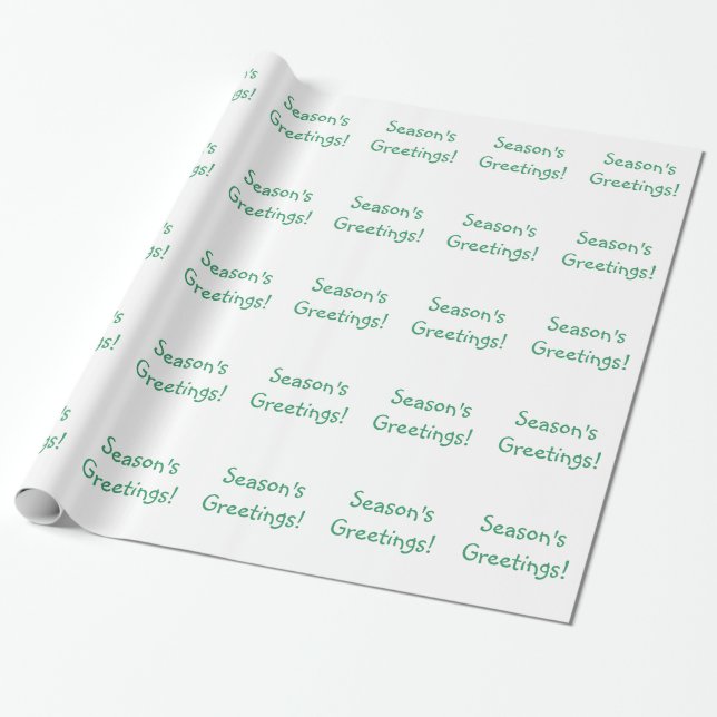 Christmas Green Font  Season's Greetings Wishes Wrapping Paper (Unrolled)