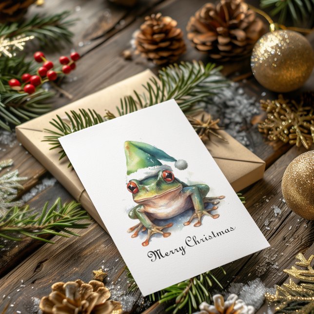 Christmas Green Frog customisable Foil Holiday Card (Creator Uploaded)