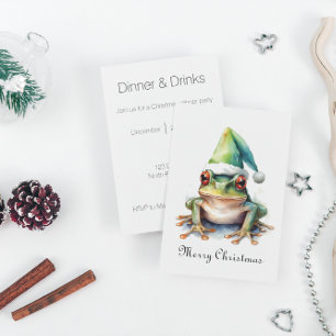 Christmas Green Frog customisable Invitation