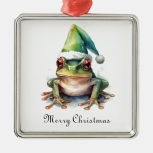 Christmas Green Frog, customisable Metal Ornament