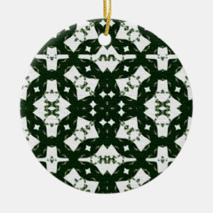 Christmas Green Garland Ceramic Ornament