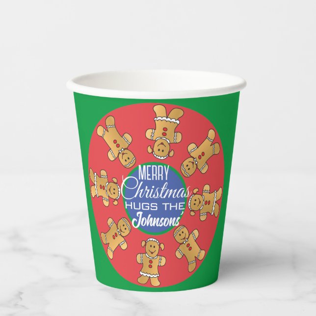 Christmas Green Gingerbread Cookies Paper Cups (Front)