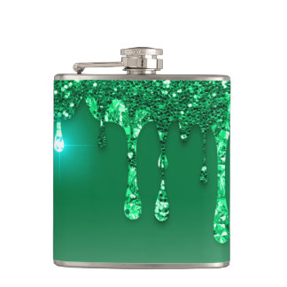 Christmas Green Glitter Adult Stocking Stuffer  Hip Flask