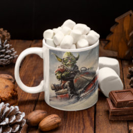 Christmas Green Goblin #5 riding a snowmobile    Coffee Mug