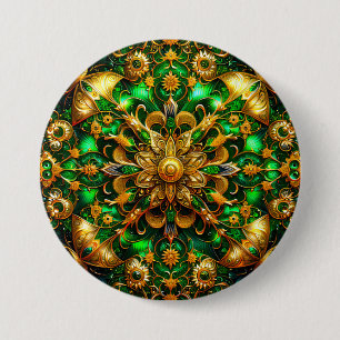 CHRISTMAS ~ Green Gold Button ~
