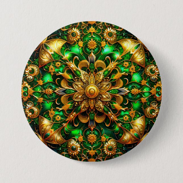 CHRISTMAS ~ Green Gold Button ~ (Front)