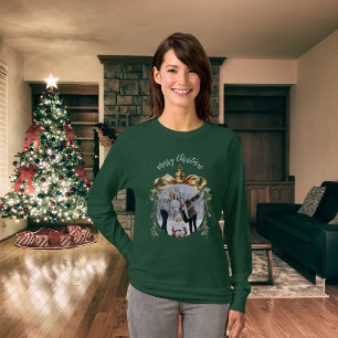 Christmas green gold family photo T-Shirt