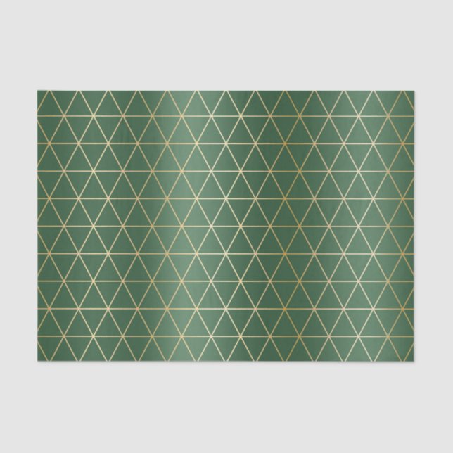 Christmas Green Gold Triangle Geometric Tissue Paper (Front)