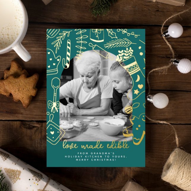 Christmas Green Holiday Baking Foil Holiday Card (Creator Uploaded)