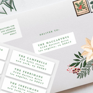 christmas green individual name & address labels