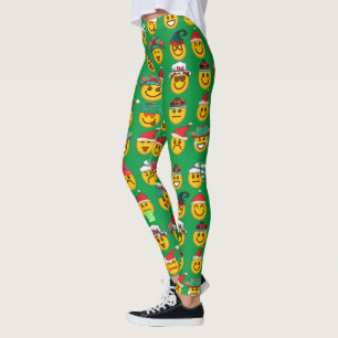 Christmas Green Leggings Women   Emoji Leggings