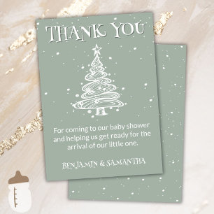 Christmas Green Neutral Baby Shower Thank You Card