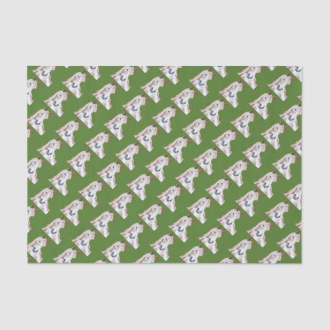 Christmas Green Pinto Thoroughbred Horse Pattern Tissue Paper (Front)