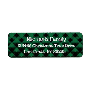 Christmas Green Plaid Address Labels Personalised