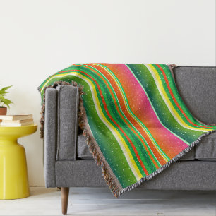 Christmas green red artistic creative striped throw blanket