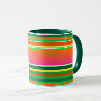 Christmas green red artistic striped mug