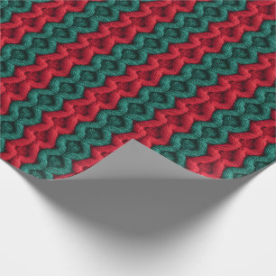Christmas Green & Red Knitting Wrapping Paper