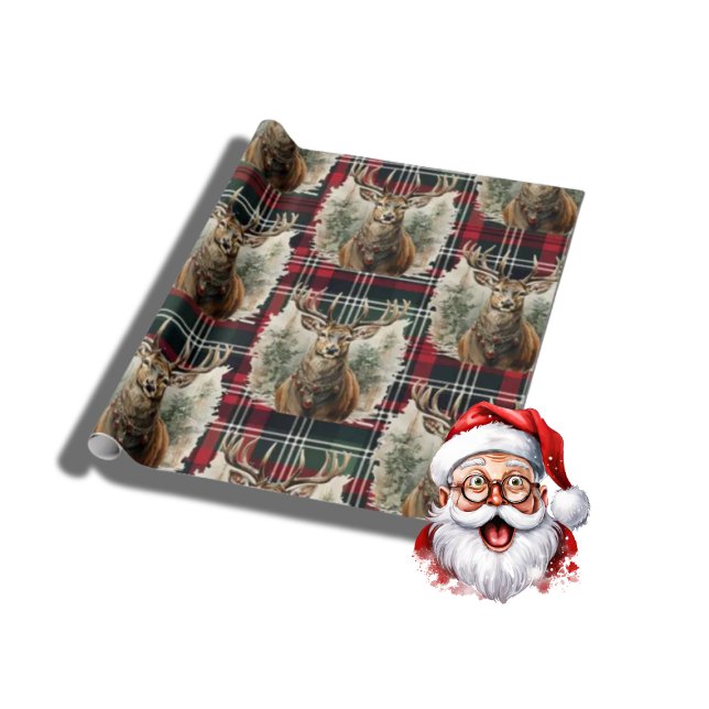 Christmas  green red Reindeer Wrapping Paper (Mery Christmas Cow)