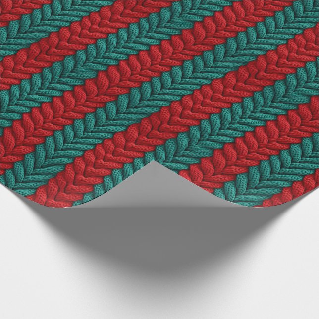 Christmas Green & Red Warm Knitting Wrapping Paper (Corner)