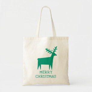 Christmas Green Reindeer. Festive Holiday Shopping Tote Bag