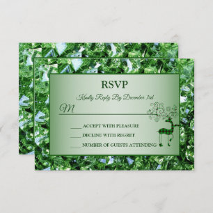 Christmas Green Reindeers Trendy holidays RSVP Card